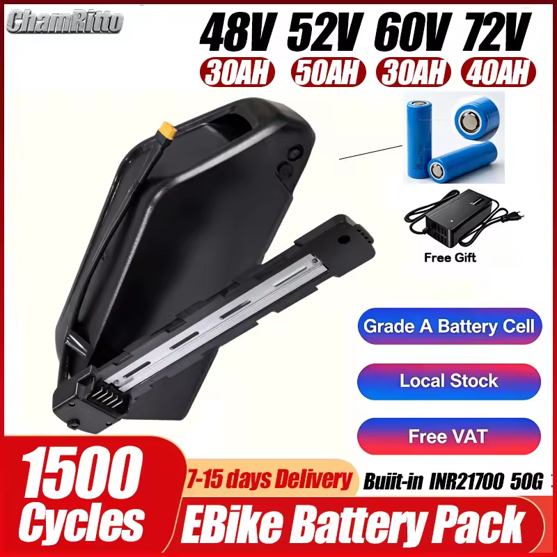 Bateria Cham 52v 48v 72v 50ah  - Ebike Battery 48V 20Ah Hailong avaliação e preço